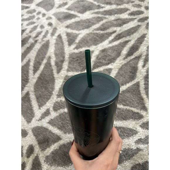 Starbucks Black Gradient 24oz Stainless NWT Steel Tumbler 2021 Green Straw - Picture 5 of 7